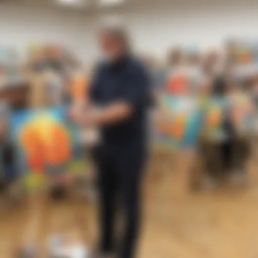 A vibrant painting class in session with diverse participants
