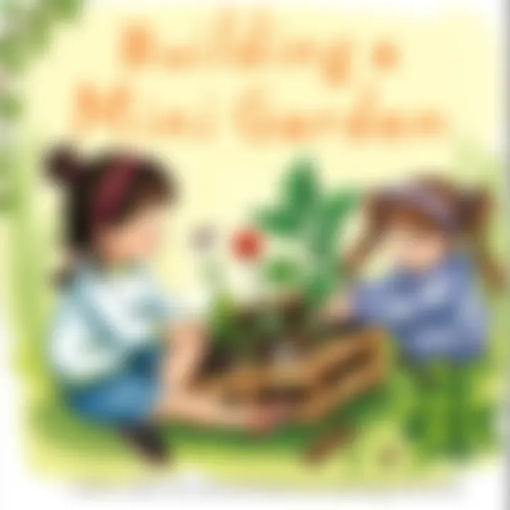 Little ones building a mini-garden using recycled materials