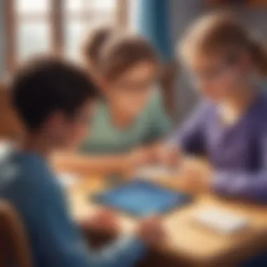 Children Playing Math Games Young learners enjoying math games on tablets