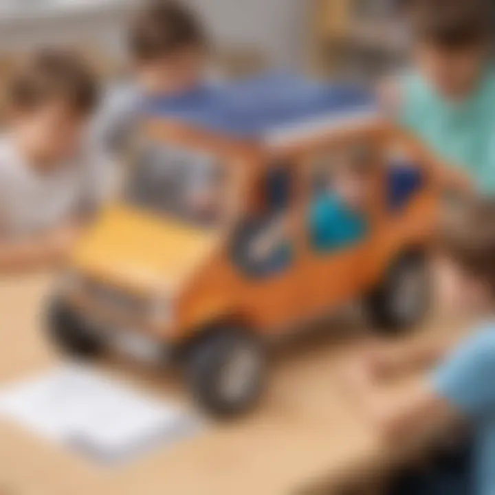 Elementary school kids building a solar-powered car