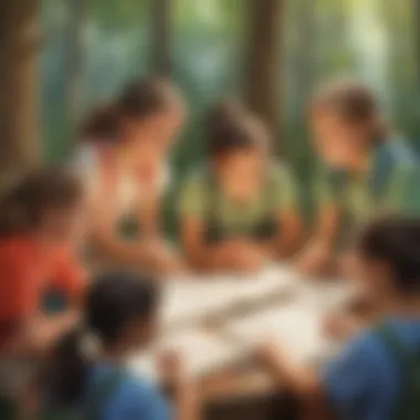 Collaborative Learning in Summer Camp Group of Children Learning Together