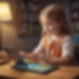 A child engaging with an interactive quiz on a tablet, showcasing the blend of fun and education.