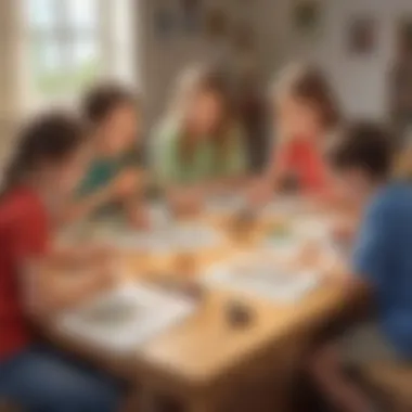 A group of children participating in a fun learning activity, illustrating teamwork and curiosity.