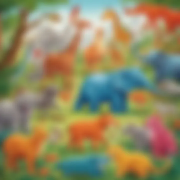 Colorful educational game with animal shapes