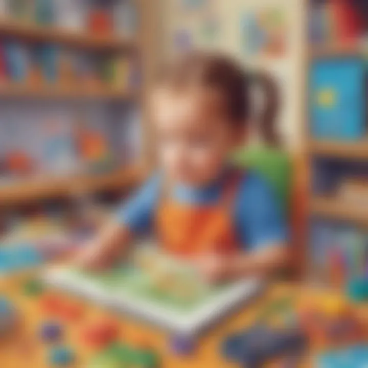 Illustration of colorful educational elements in a PC game for kindergarten children