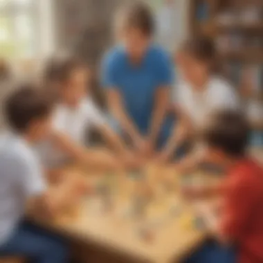 Group of children playing a cooperative game, emphasizing teamwork and communication