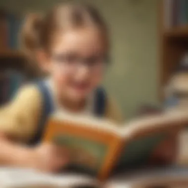 Child reading a book with enthusiasm