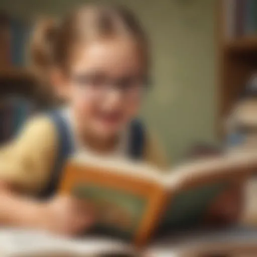 Child reading a book with enthusiasm