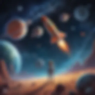 Whimsical Space Adventure with Planets and Rockets