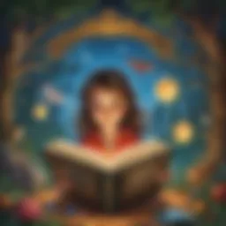 Illustration of a magical adventure book cover with whimsical characters