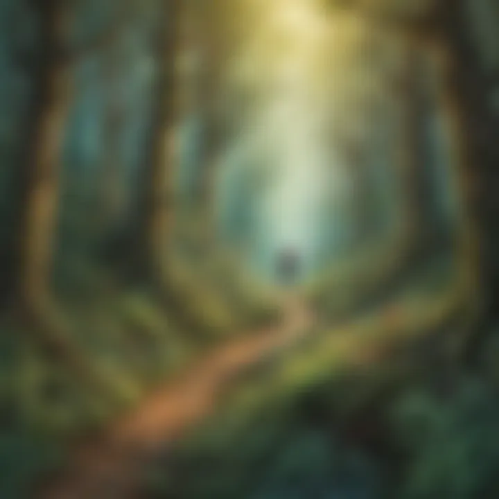 Illustration of Adventure in a Mysterious Forest