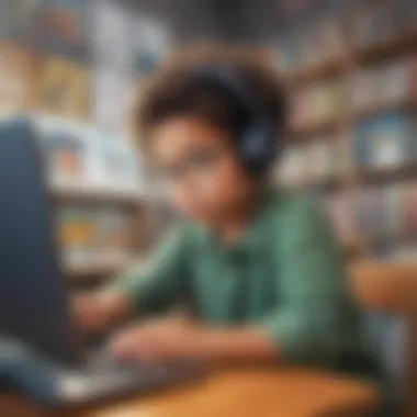Digital Learning Game in Action A child focused on a digital learning game, highlighting cognitive development.
