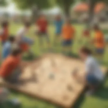 Kids playing an interactive outdoor game, showcasing teamwork and fun.