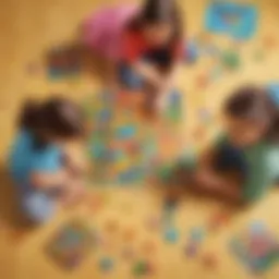 Children playing a colorful puzzle game