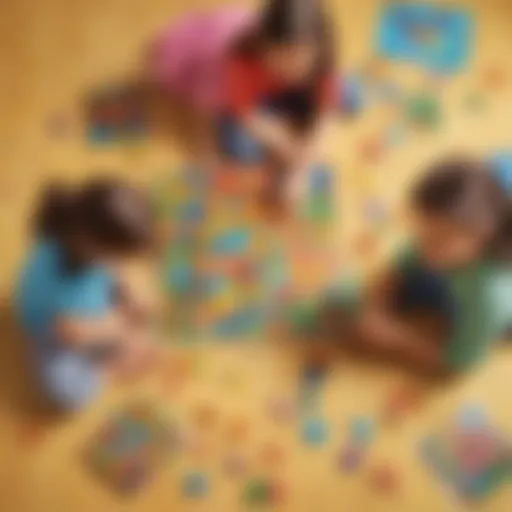 Children playing a colorful puzzle game