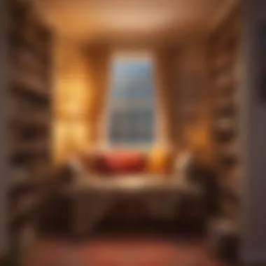 Cozy Reading Nook with Warm Lighting and Books