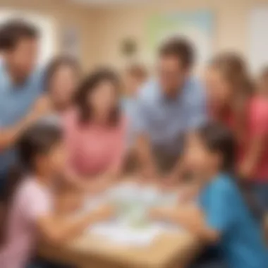 Elementary school children participating in a communication activity