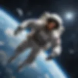 Astronaut floating in space with Earth in the background