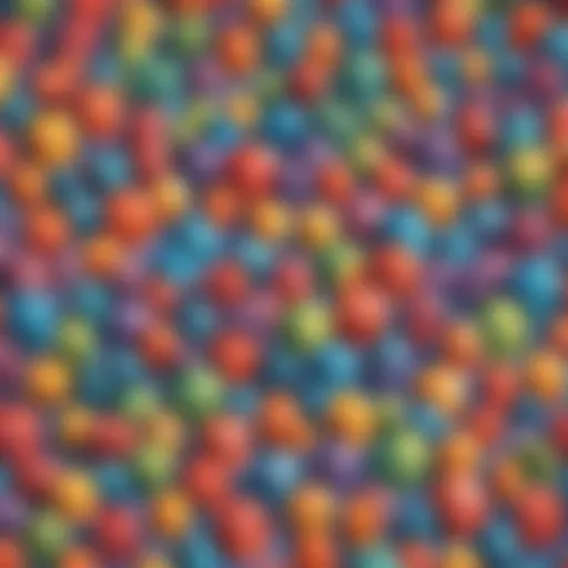 Illustration showing arrays of colorful geometric shapes