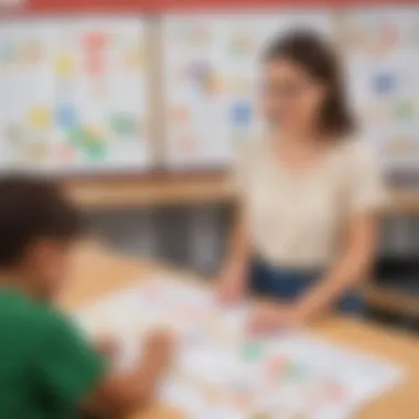 Teacher demonstrating fraction concepts