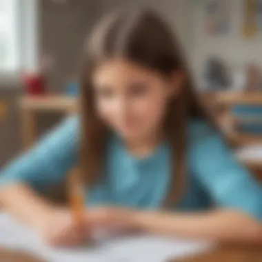 Illustration of a 3rd-grade student engaged in a math learning activity