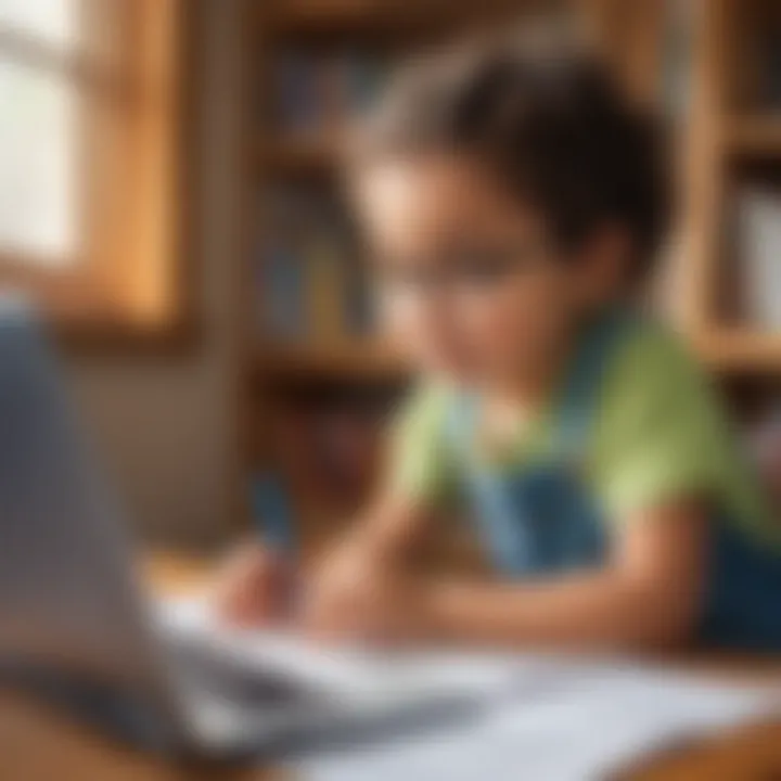 Child exploring literacy through digital tools