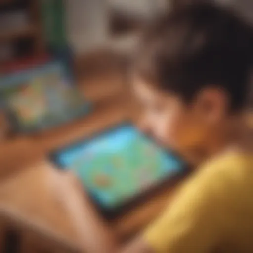 A child engaging with an educational app on a tablet, showcasing interactive learning.