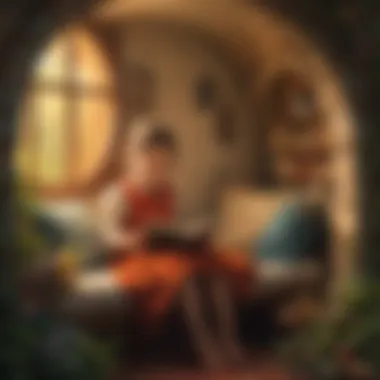 Child Engaged in Reading A child reading a fairy tale book in a cozy nook