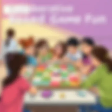 Collaborative Board Game Fun A group of children playing a collaborative board game, demonstrating teamwork and strategy.