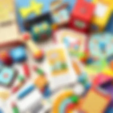 Diverse Educational Games A vibrant array of educational game materials spread out, highlighting creativity and learning tools.