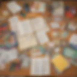 Homeschooling materials organized on a table