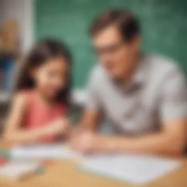 Parent-Child Collaboration in Math Learning Parent and child collaborating on math exercises with an app