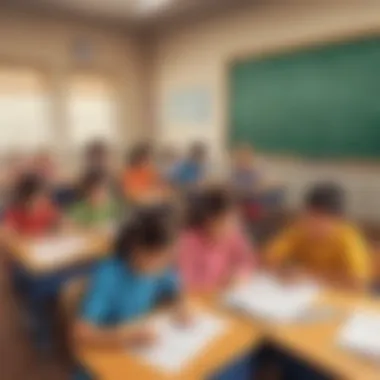 Digital Classroom Learning Math Digital classroom setting with kids learning math