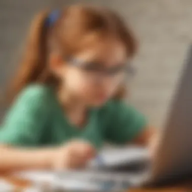 Solving Math Problems Online Illustration of a child solving math problems online