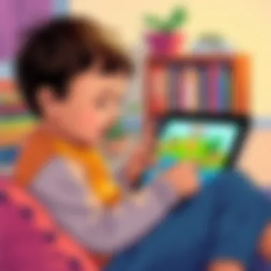 A child playing an educational game on a tablet