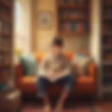 The Joy of Reading A cozy reading nook with a child enjoying a traditional book, emphasizing balance between digital and print.