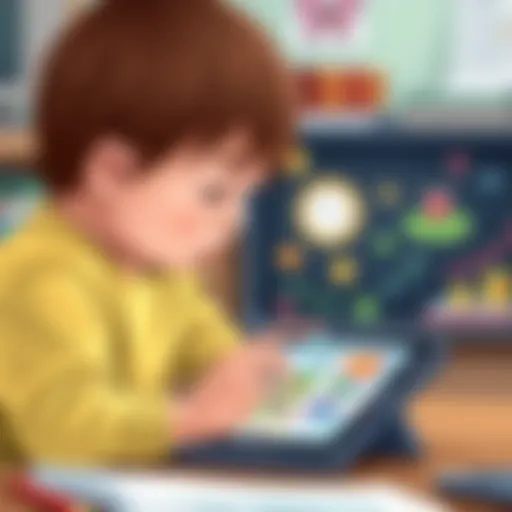 Child engaging with an educational game on a tablet