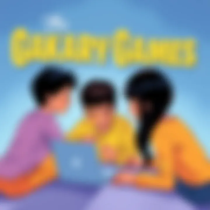 Group of children collaboratively playing an educational online game