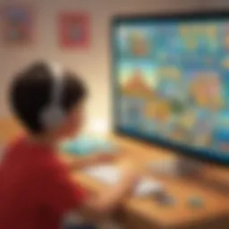 A child engaging with an interactive online game designed for learning.