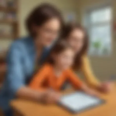 Interactive Math Activities for Parent and Child Parent and child exploring fun math activities on a digital tablet