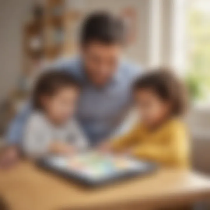 Parent guiding a child through a phonics app experience