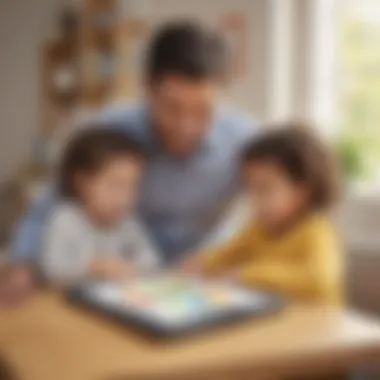 Parental Involvement in Early Learning Parent guiding a child through a phonics app experience