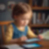 A child engaging with a tablet, immersed in an educational game.