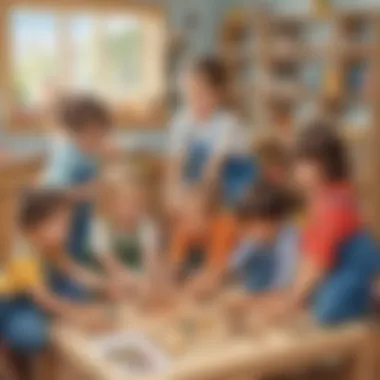 Cooperative Building Activity Preschoolers engaged in a cooperative building activity