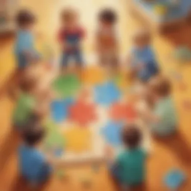 Puzzle Solving Teamwork Preschoolers working together to solve a puzzle