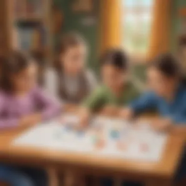 Illustration depicting children engaged in a math game