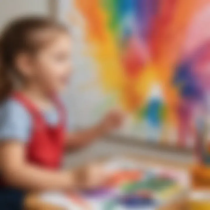 Child Engaged in Colorful Painting Activity