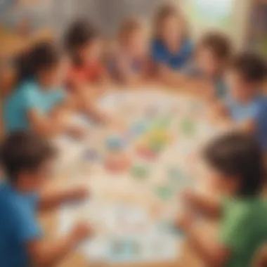 Group of children engaged in a math game activity