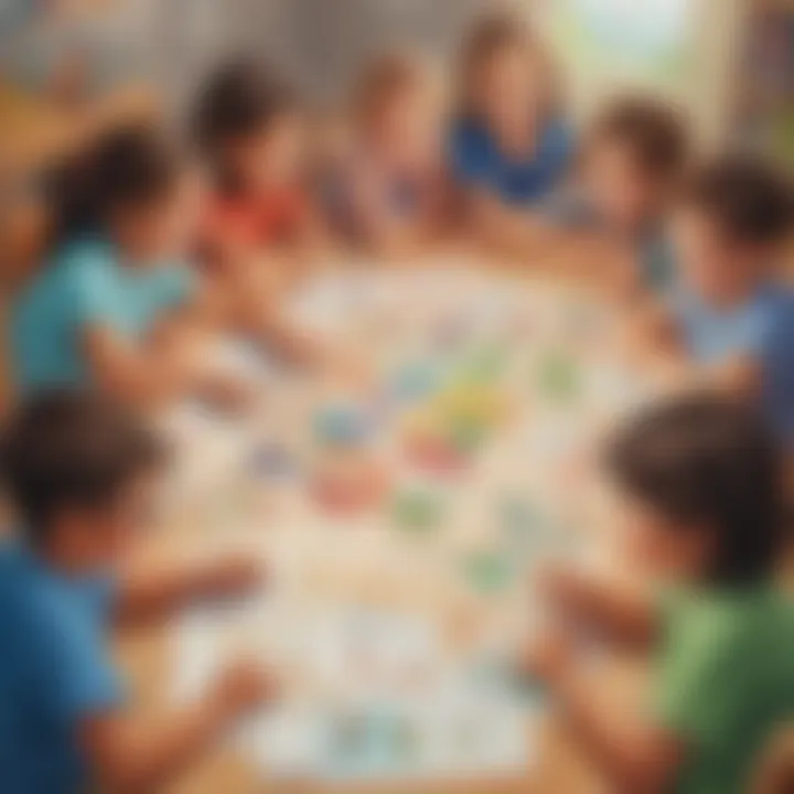 Group of children engaged in a math game activity