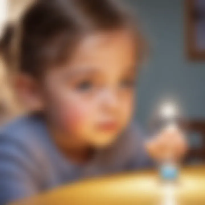 Preschooler exploring light refraction